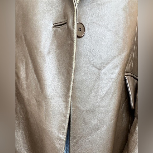 Vintage DKNY Brown Leather Blazer - Picture 3 of 3